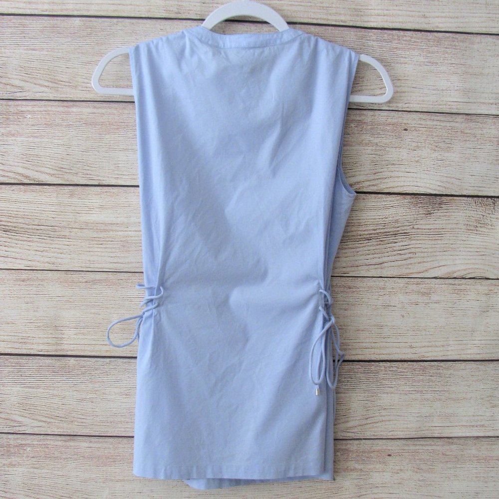 Theory Cahliway Shirting Sleeveless Tied Popover Top - Picture 3 of 8
